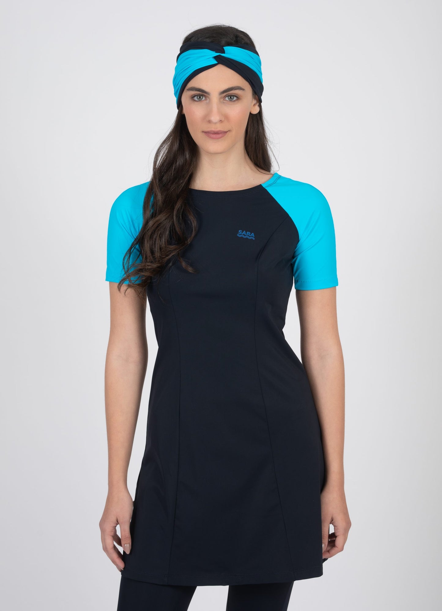 טוניקה שרוול קצר כחול כהה ותכלת