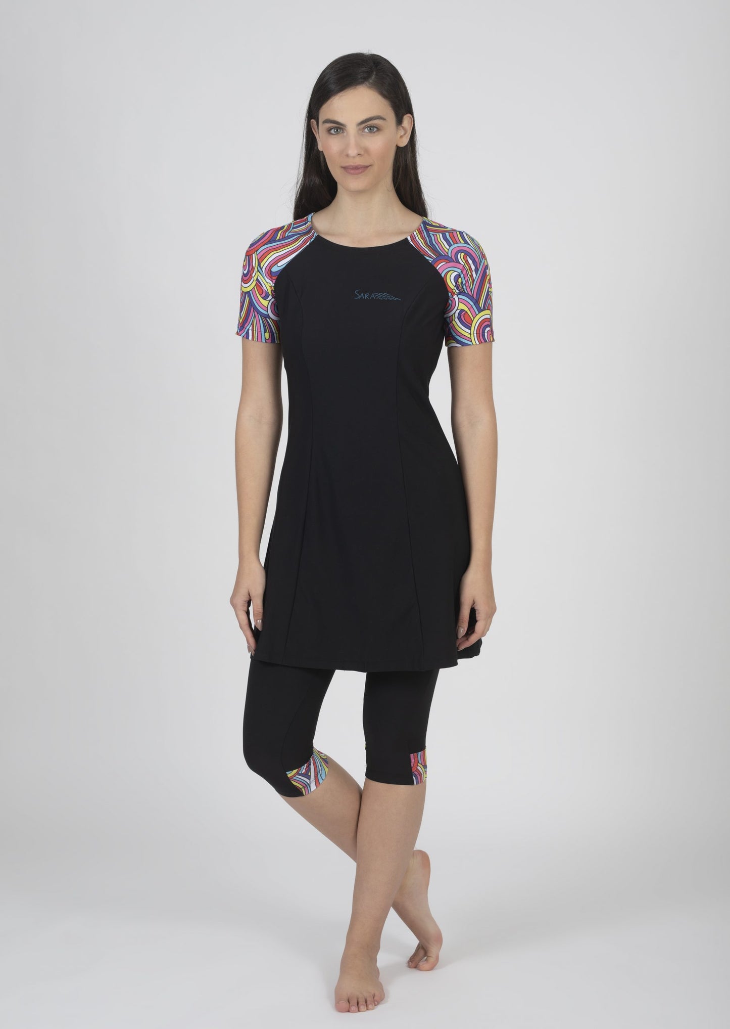טוניקה שרוול קצר קשתות צבעוניות