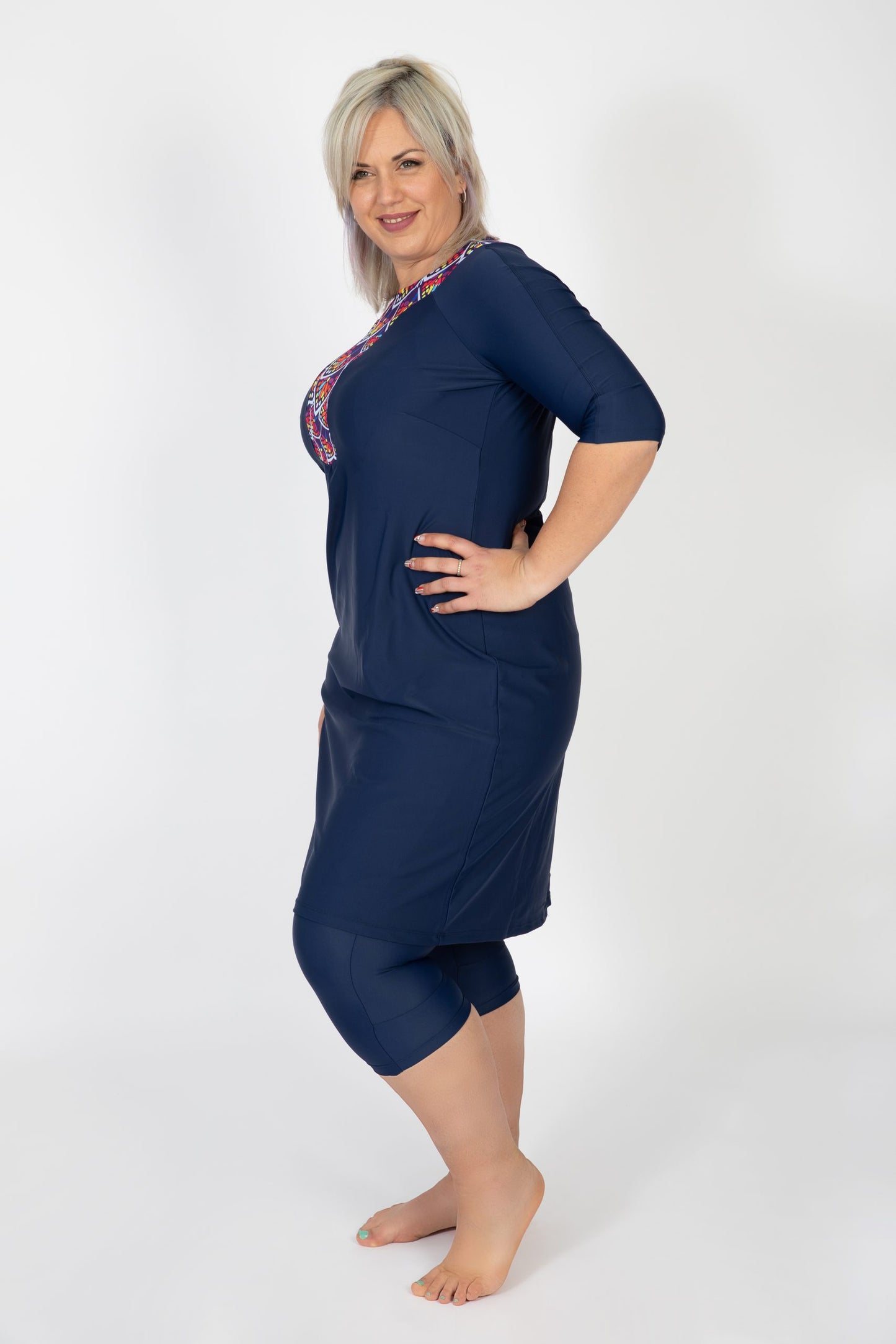 Ethnic Blue with Colorful Leaves