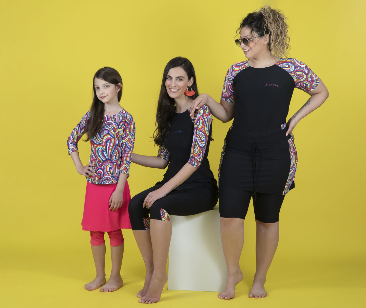 Girls’ Shirt and Skirt Set with Colorful Waves