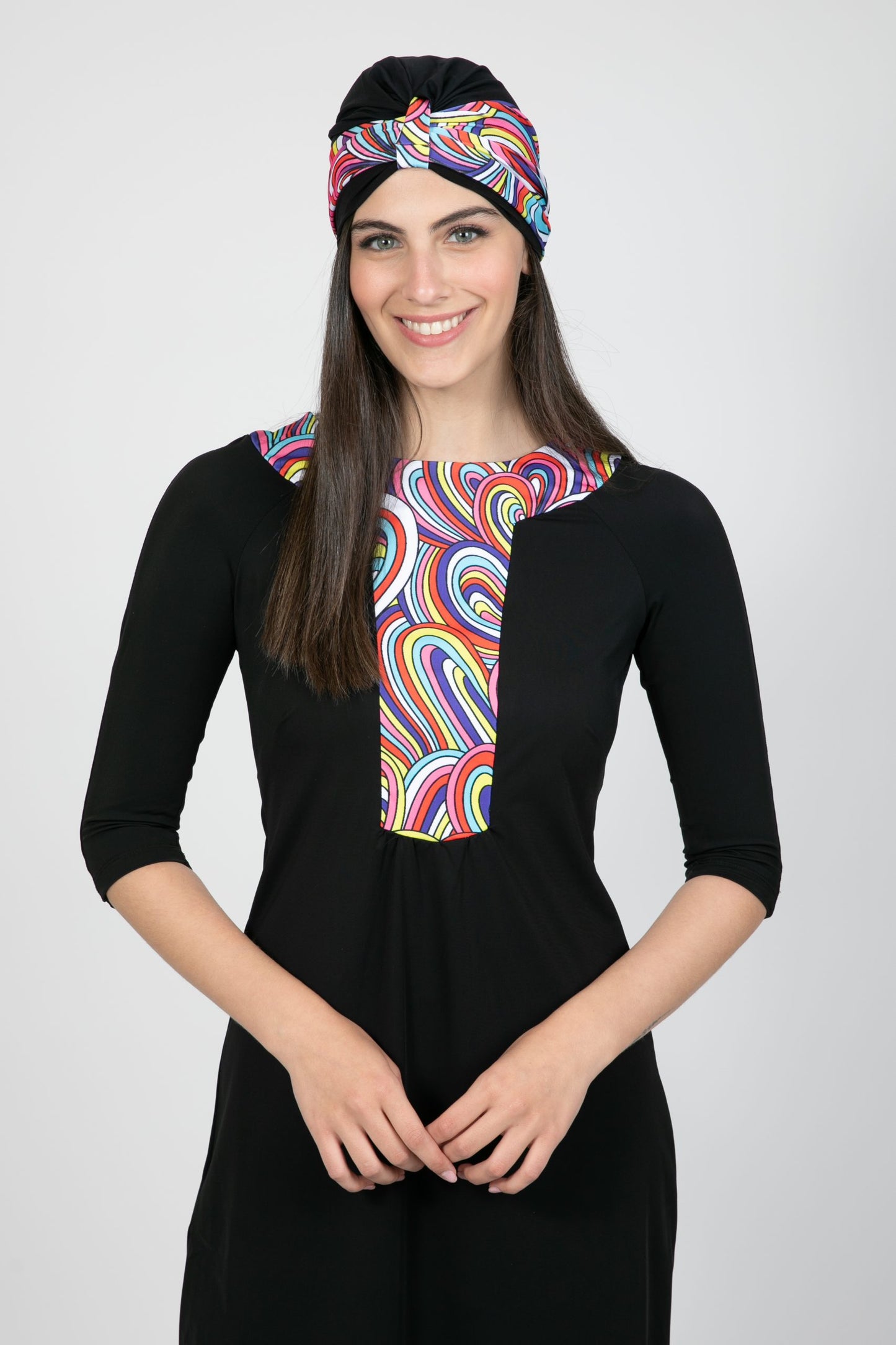 Ethnic Black with Colorful Rainbow Pattern